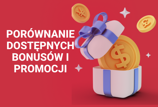 Graficzna reprezentacja bonus&oacute;w w formie pudełka prezentowego ze złotymi monetami.