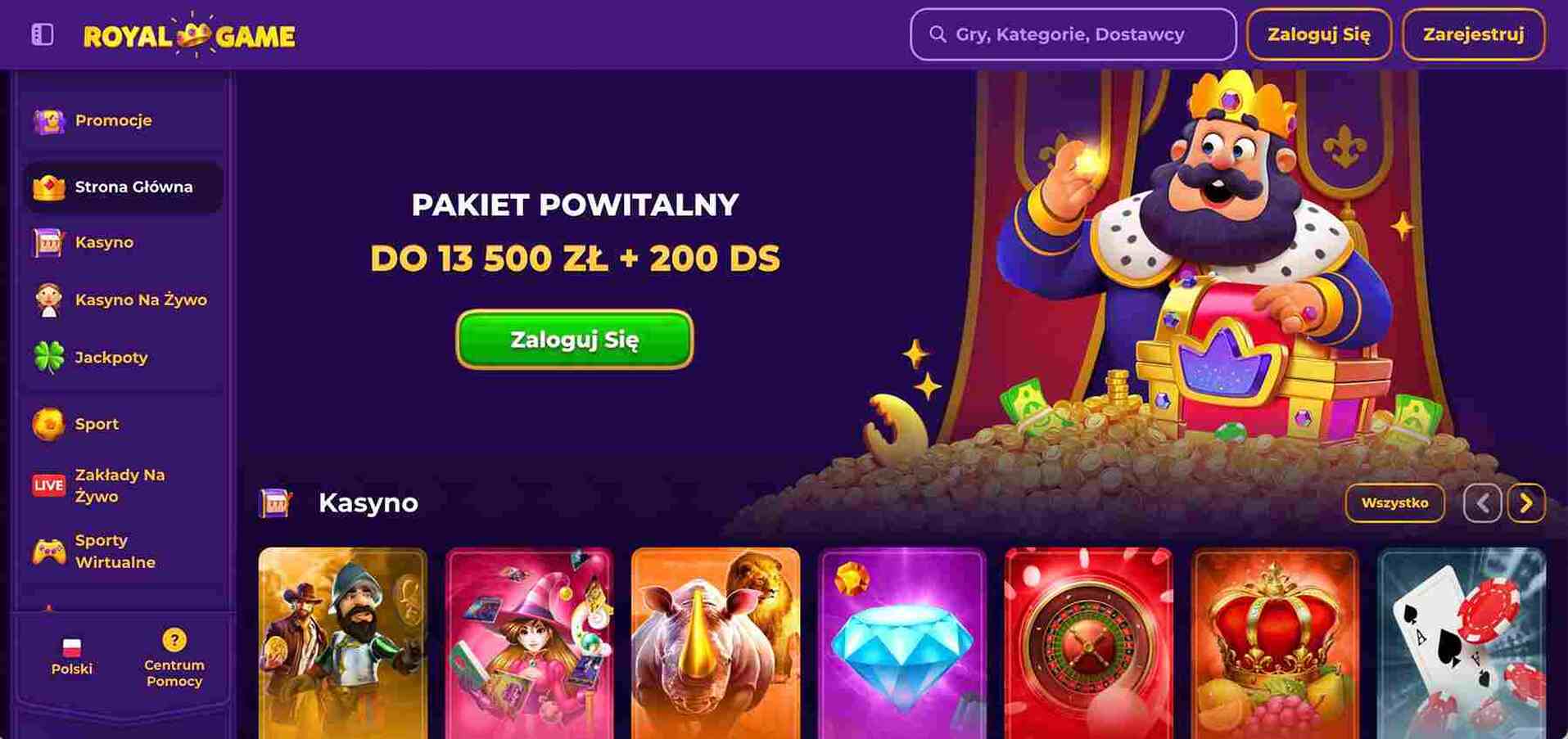 Strona gł&oacute;wna kasyna Royalgame