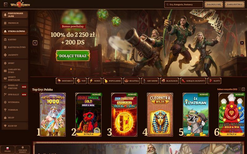 Strona gł&oacute;wna Wild Robin Casino 