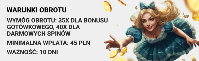 Zasady i warunki bonus&oacute;w kasyna BetAlice