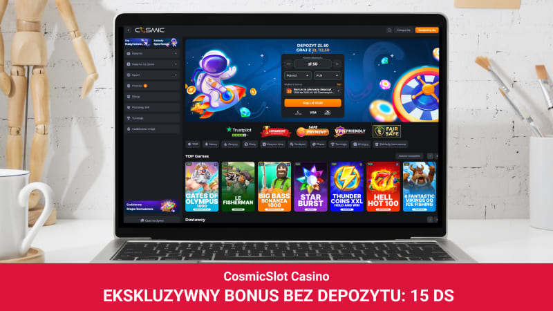 CosmicSlot Casino na ekranie komputera