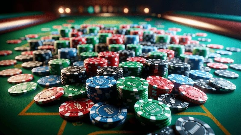 Żetony kasyna na stole
