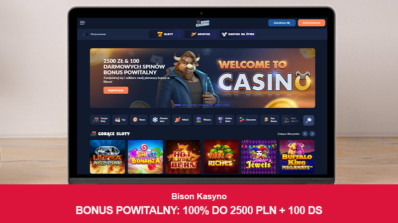 Bison Casino na ekranie komputera
