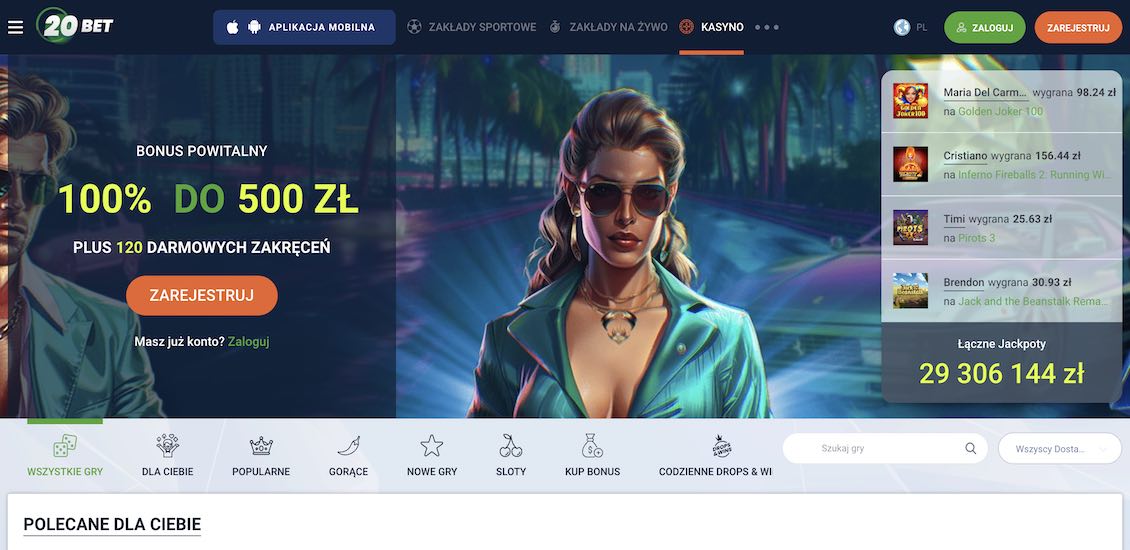 Strona gł&oacute;wna kasyna 20bet