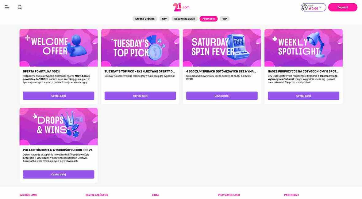 21.com kasyno bonusy