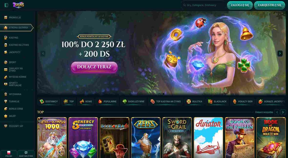 Strona gł&oacute;wna kasyna 7signs
