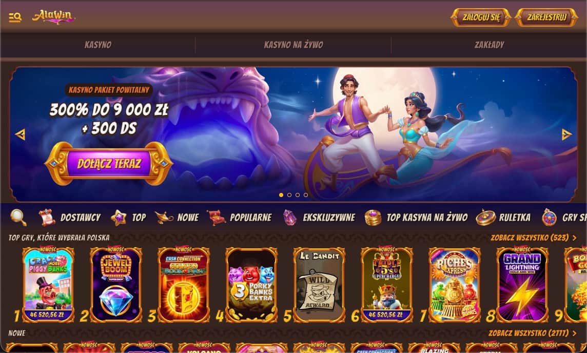 Strona gł&oacute;wna kasyna Alawin