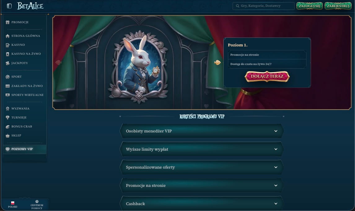 BetAlice kasyno VIP