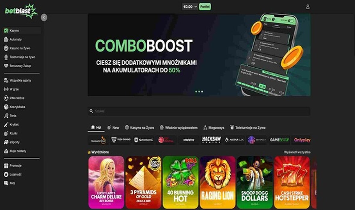 Strona gł&oacute;wna kasyna BetBlast