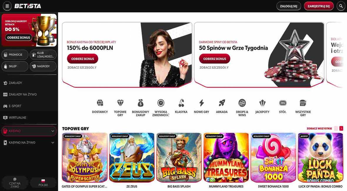Strona gł&oacute;wna kasyna Betista