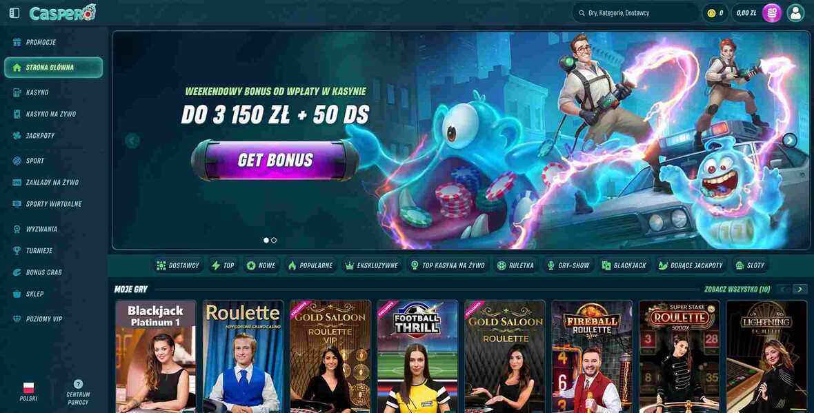 Strona gł&oacute;wna kasyna Caspero