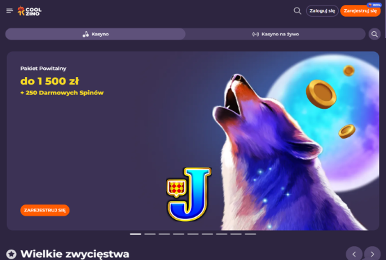Strona gł&oacute;wna kasyna Coolzino