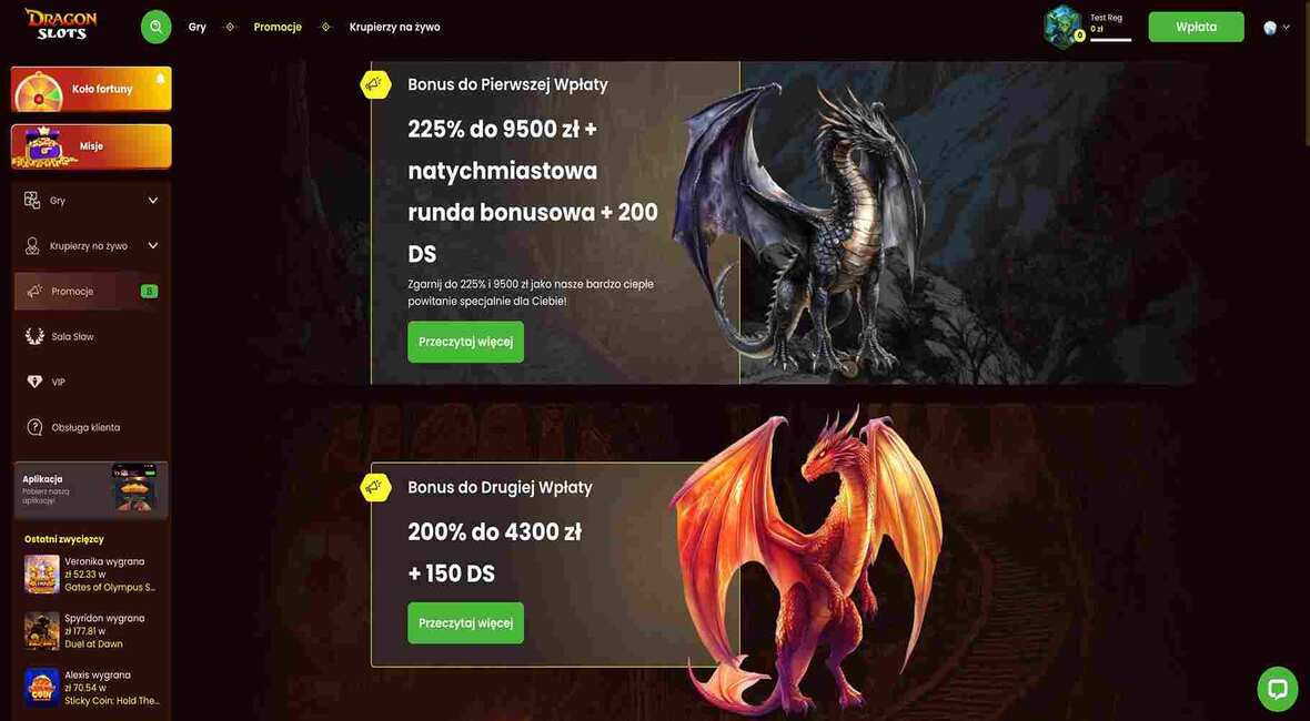 DragonSlots kasyno bonusy