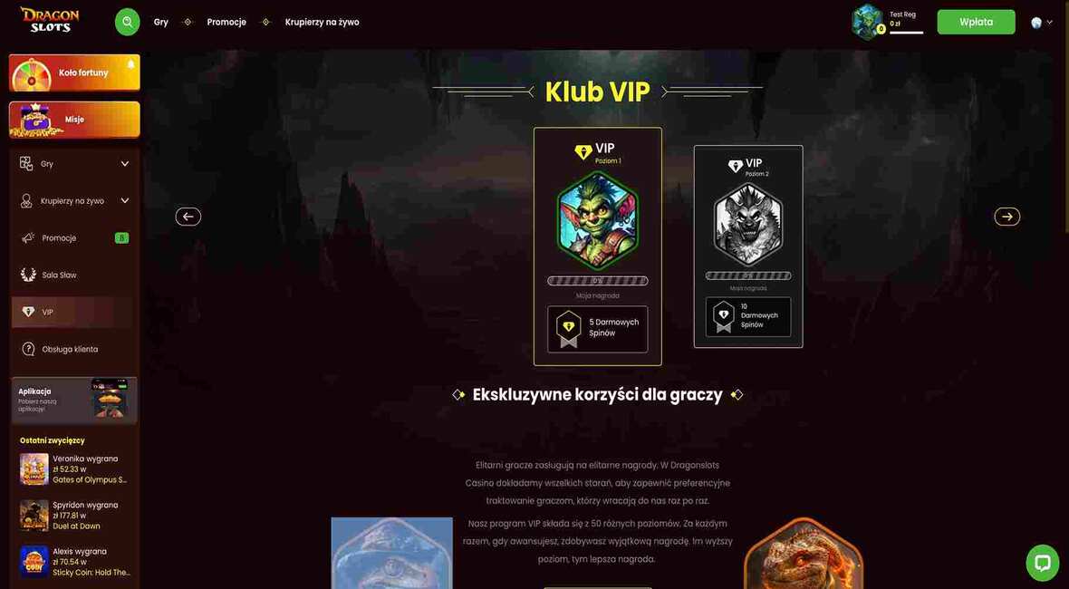 DragonSlots kasyno VIP