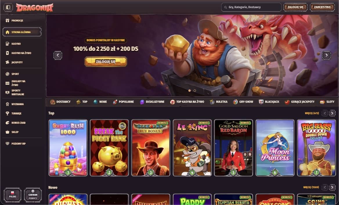 Strona gł&oacute;wna kasyna Dragonia