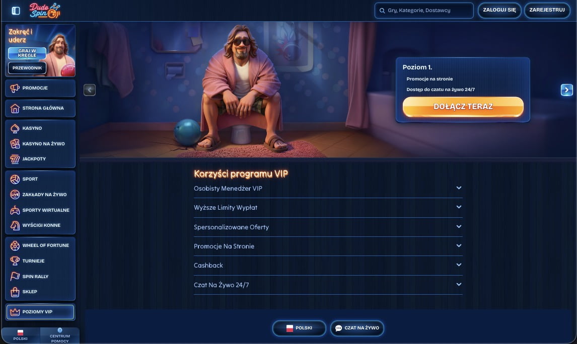 DudeSpin kasyno VIP
