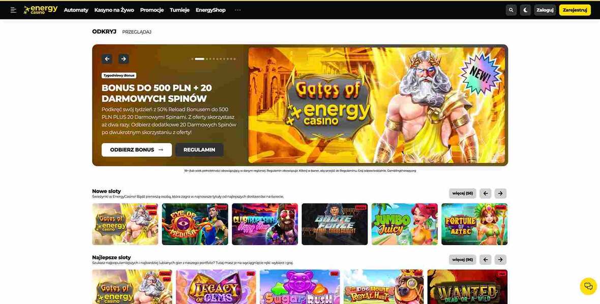 Strona gł&oacute;wna kasyna Energy