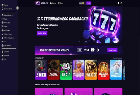 Strona gł&oacute;wna kasyna Fast Slots