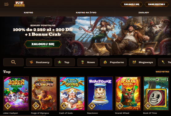 Strona gł&oacute;wna kasyna FatPirate