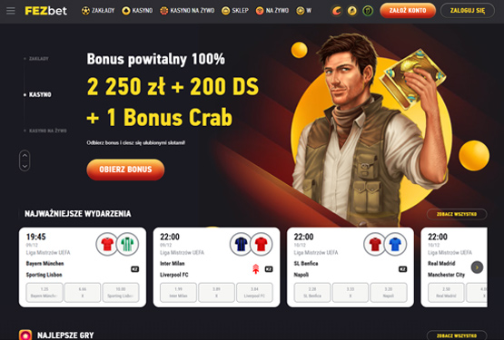 Strona gł&oacute;wna kasyna Fezbet