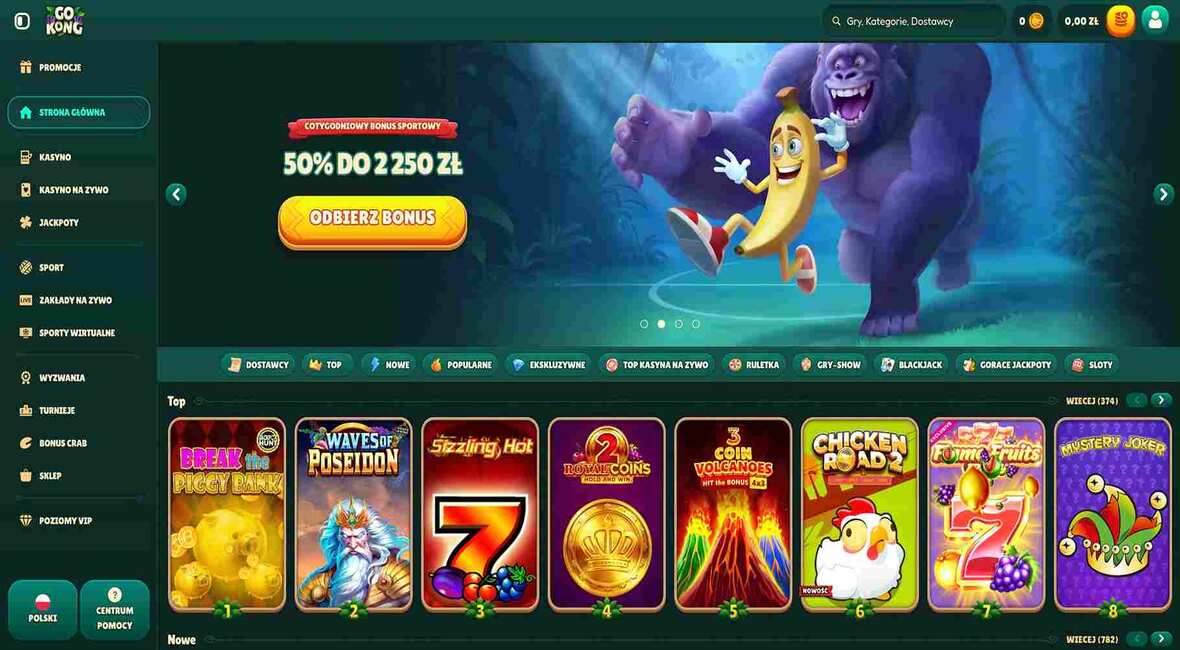 Strona gł&oacute;wna kasyna GoKong