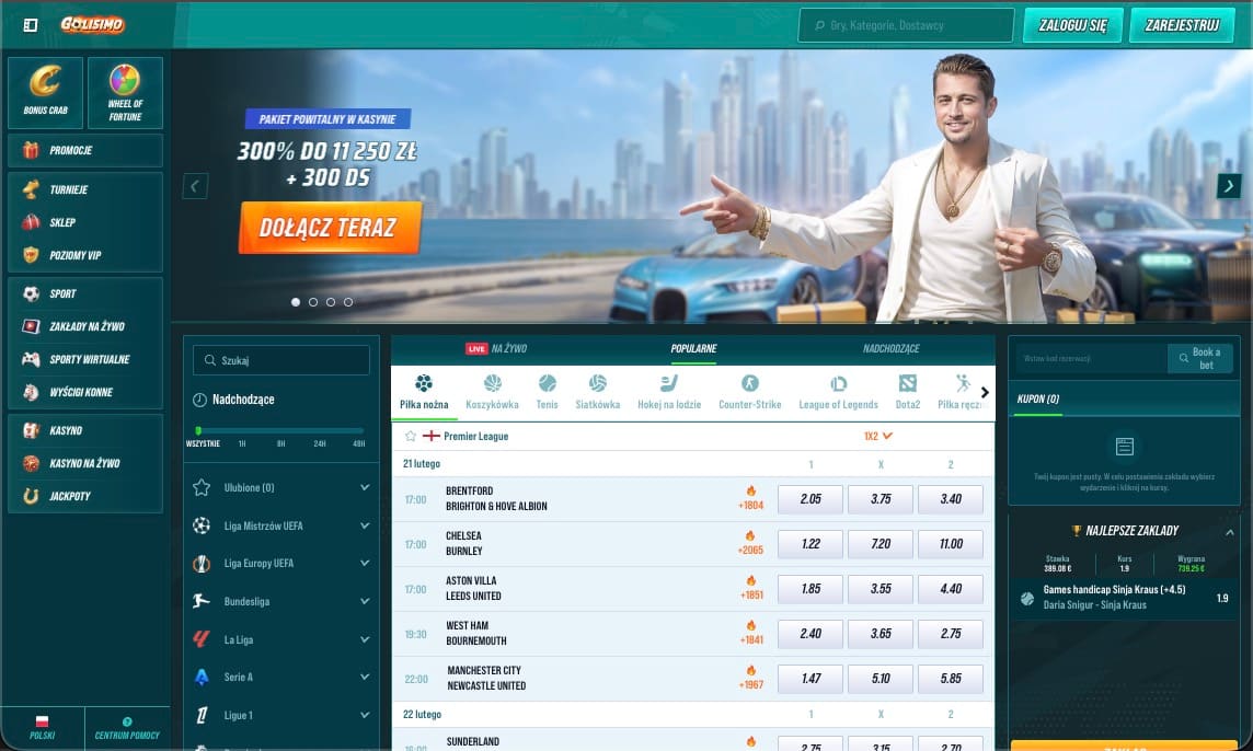 Strona gł&oacute;wna kasyna Golisimo