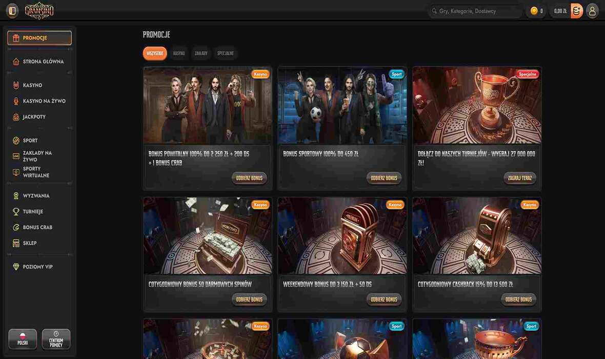 Gransino kasyno bonusy