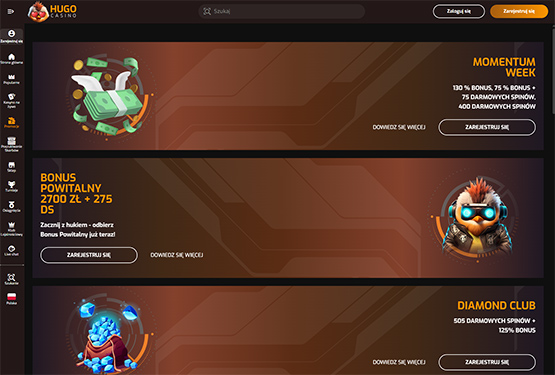 Hugo kasyno bonusy