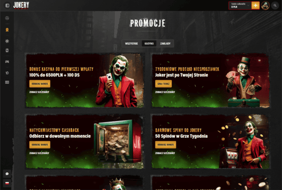 Jokery kasyno bonusy