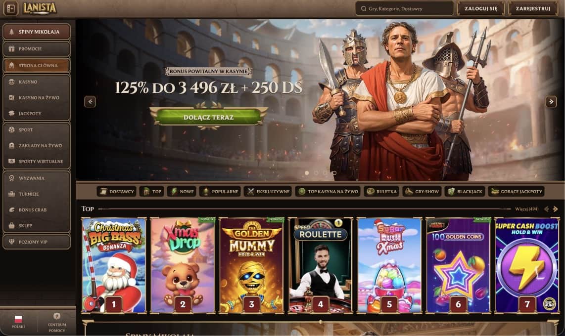 Strona gł&oacute;wna kasyna Lanista