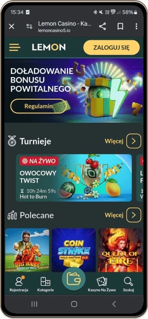 Kasyno Lemon na kom&oacute;rkę