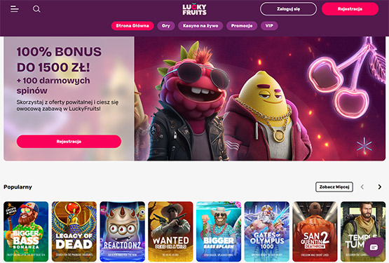 Strona gł&oacute;wna kasyna Lucky Fruits 