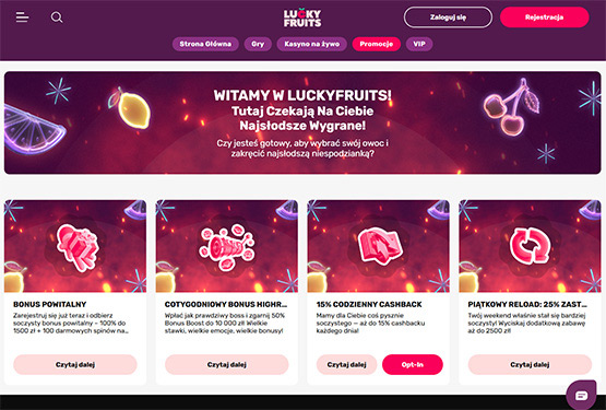 Lucky Fruits kasyno bonusy