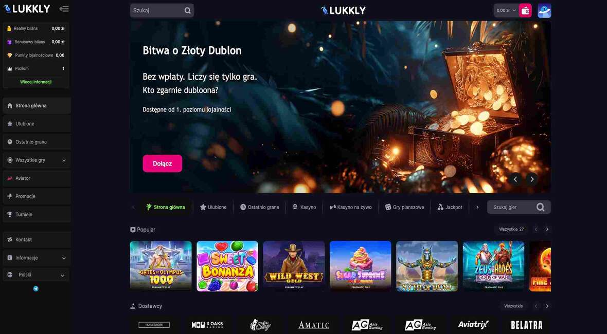 Strona gł&oacute;wna kasyna Lukkly