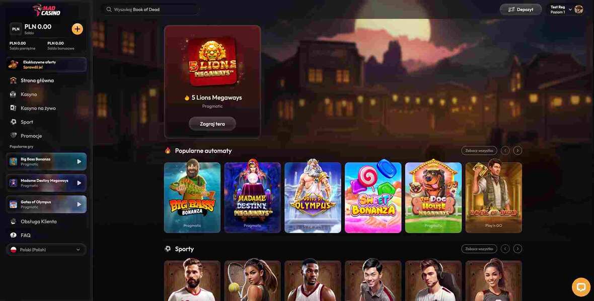 Strona gł&oacute;wna MadCasino