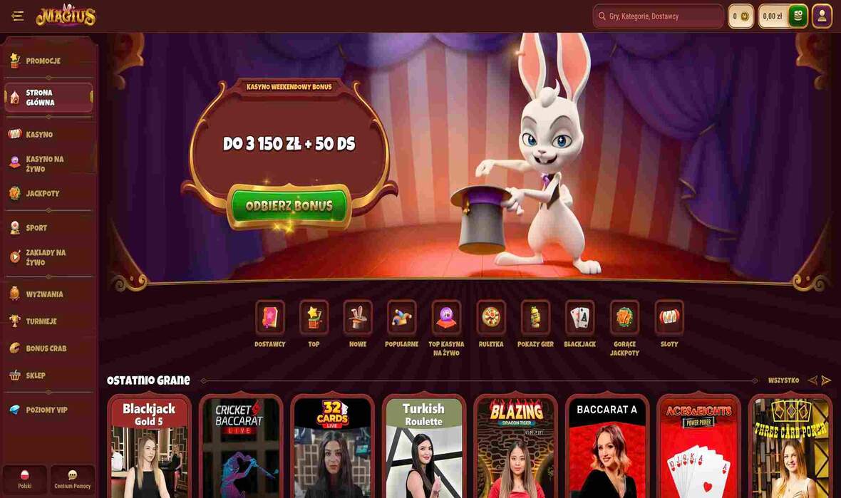 Strona gł&oacute;wna kasyna Magius