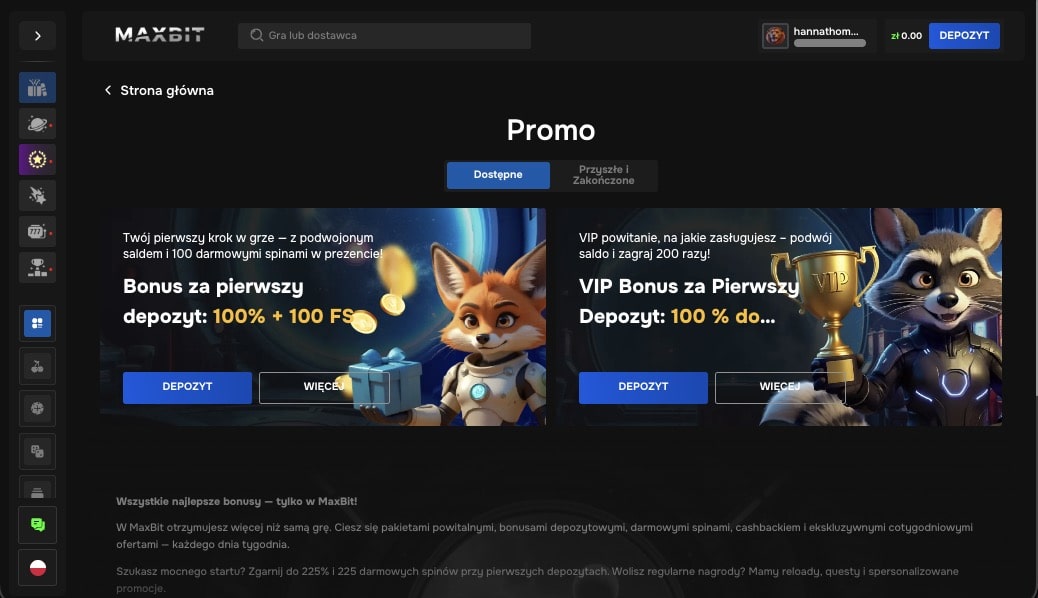 Maxbit kasyno bonusy
