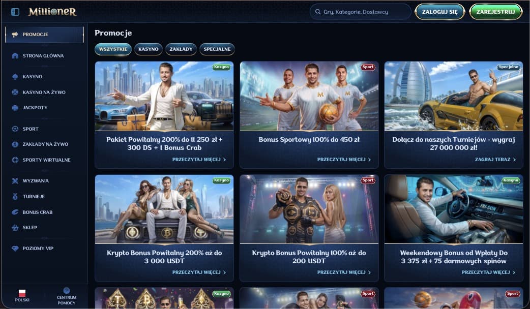 Millioner kasyno bonusy