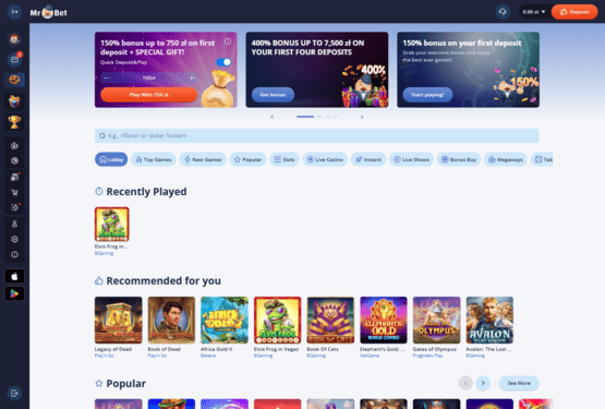 Strona gł&oacute;wna kasyna Mr Bet