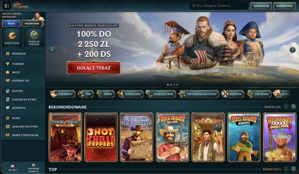 Strona gł&oacute;wna kasyna MyEmpire