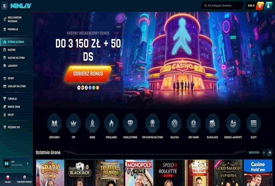 Strona gł&oacute;wna kasyna Ninlay