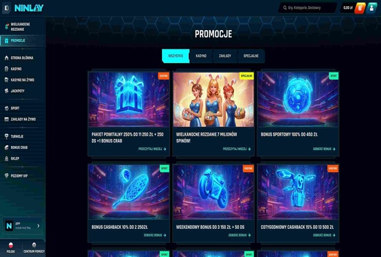Ninlay kasyno bonusy