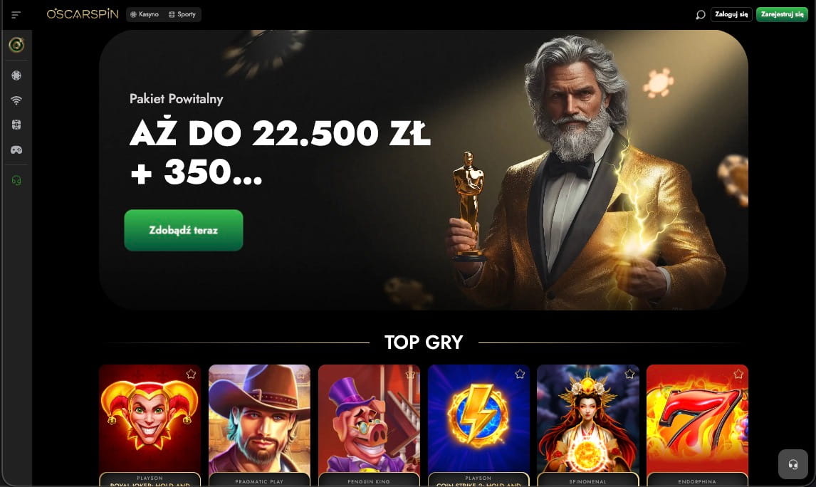 Strona gł&oacute;wna kasyna Oscarspin
