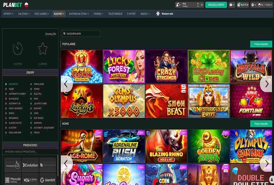 Strona gł&oacute;wna kasyna Planbet