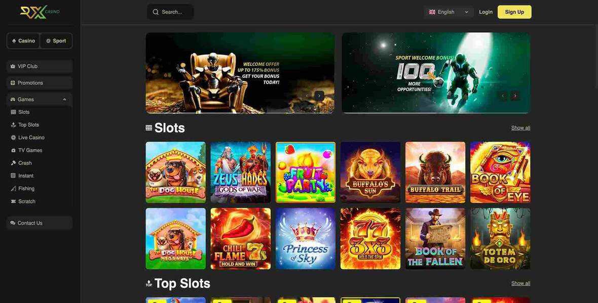 Strona gł&oacute;wna kasyna RX