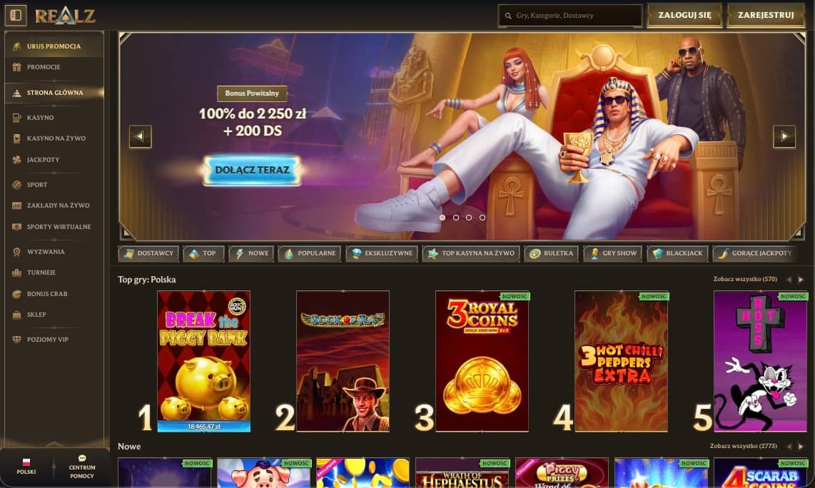 Strona gł&oacute;wna kasyna Realz