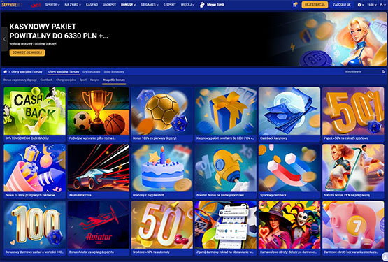 SapphireBet kasyno bonusy