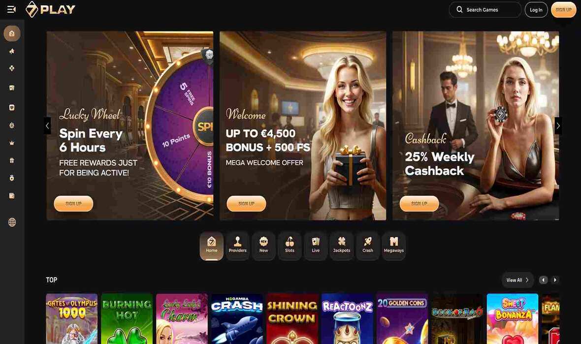 Strona gł&oacute;wna kasyna SevenPlay