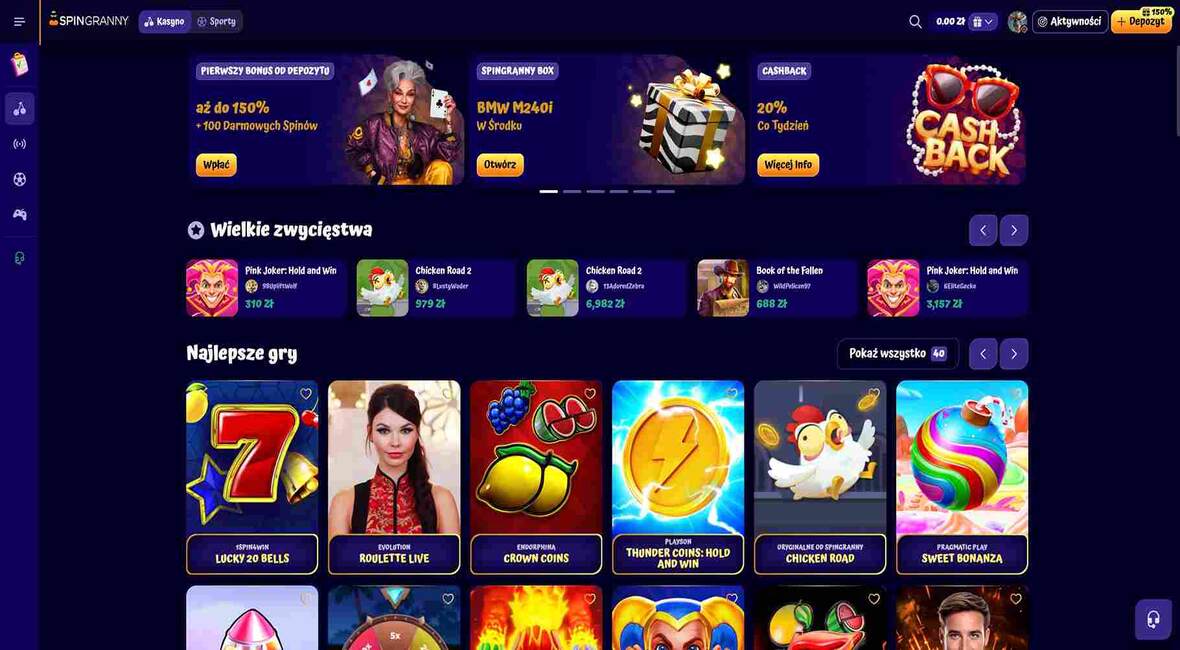 Strona gł&oacute;wna kasyna Spingranny