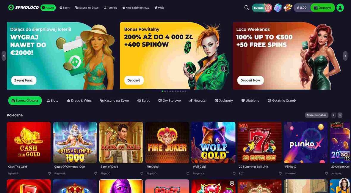 Strona gł&oacute;wna kasyna Spinoloco
